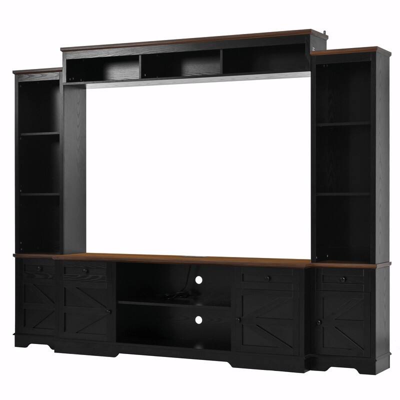 98.8" Wide Wall Unit Entertainment Center with Bookshelves for TVs up to 80"