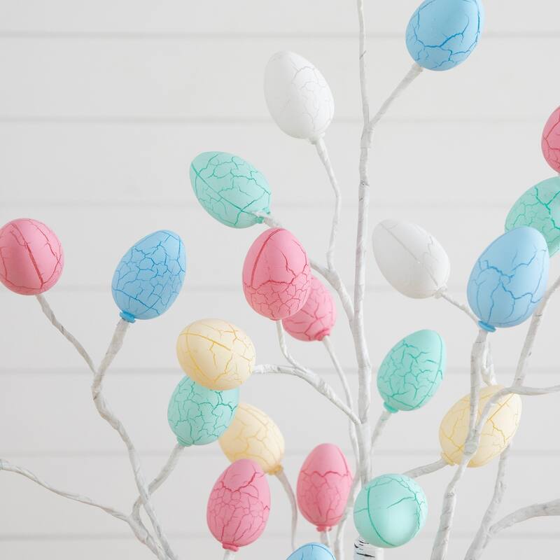 4-ft Pre-Lit Artificial Easter Twig Tree with 48 Egg Shaped LED