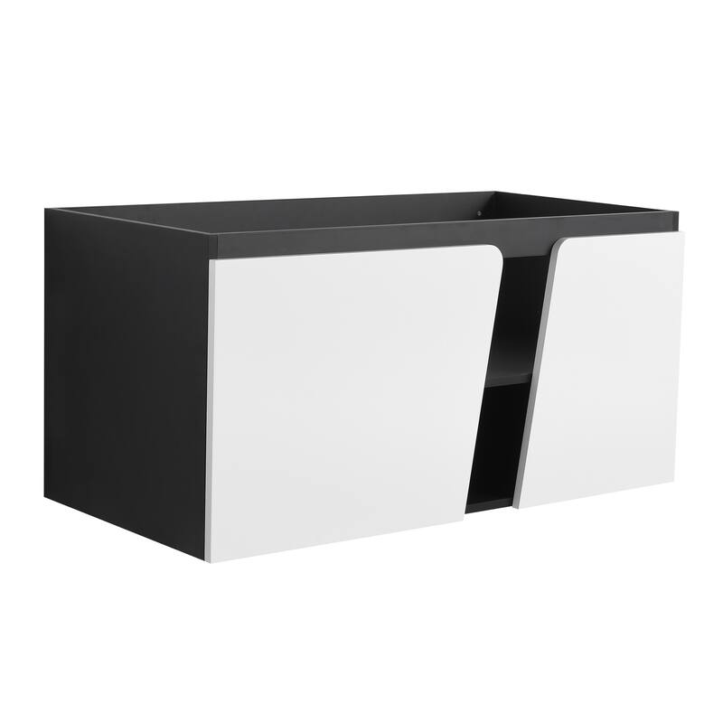32" Wall-Mounted Bathroom Vanity with Soft-Close Doors,Floating Design,Eco-Friendly Plywood Cabinet(Vanity Without Basin)