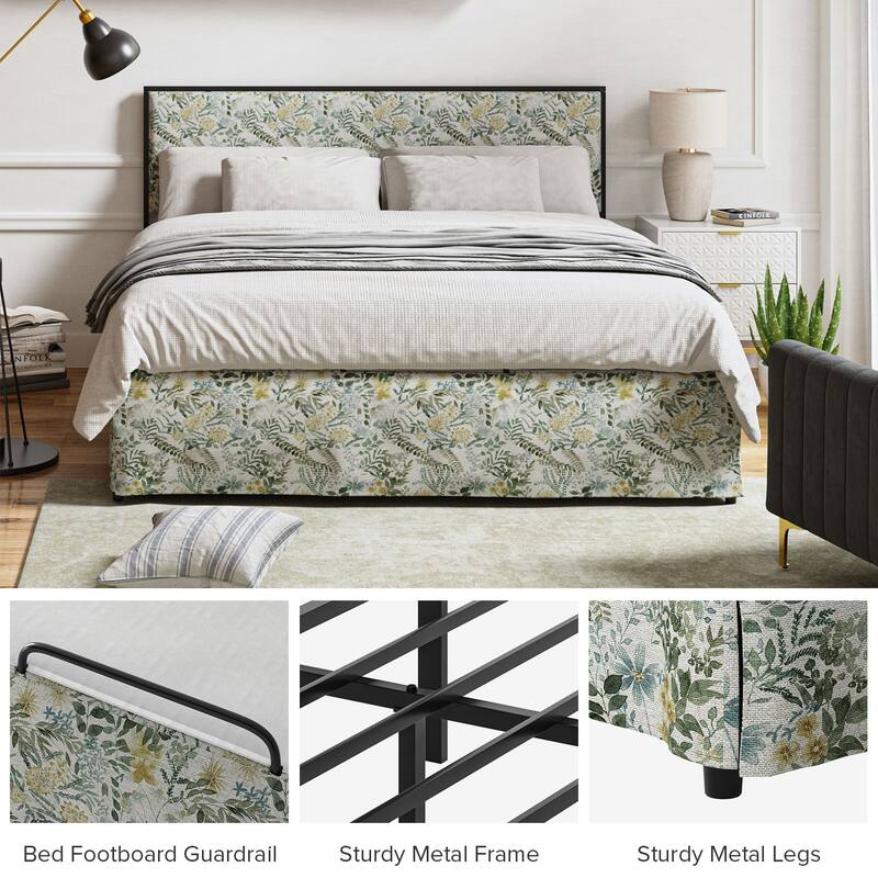 Oliver Modern Washable Slipcover Bed Upholstered Metal by HULALA HOME