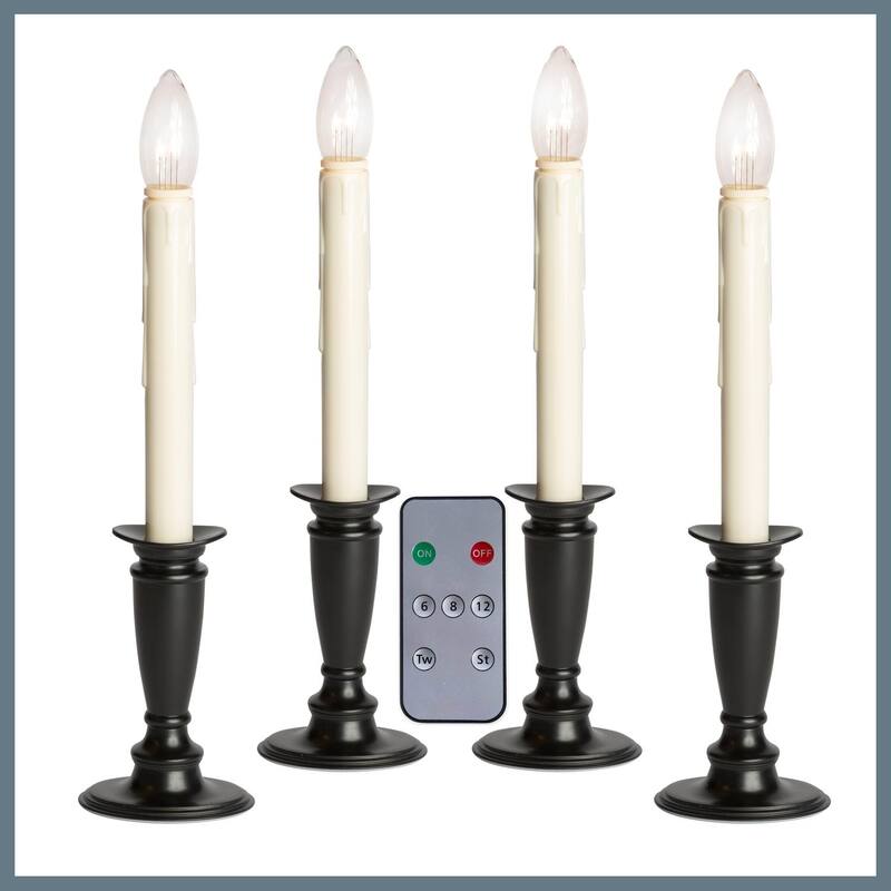 Battery Operated Bi-Directional LED Adjustable Base Candle 4-pack - Black Onyx