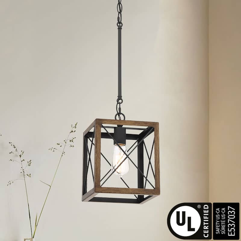 Acroma 1-light Farmhouse Rustic Rectangle Kitchen Island Pendant Light - 8 inches