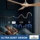preview thumbnail 2 of 6, 52 in. Wood Color Ceiling Fan Without Light for Patios, Modern Noiseless Ceiling Fan with Remote APP Control