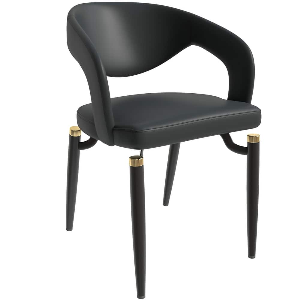 Entice Dining Chairs Upholstered Leather with Iron Legs Modern Accent Arm Chairs