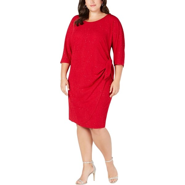 red glitter wrap dress