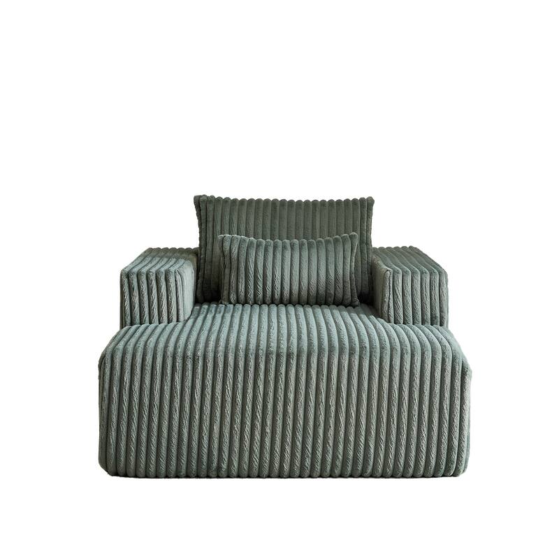 Oversized Corduroy Lounge Chair with Pillow Support - Sofa, Sleeper Couch, Chaise, Ottoman Bench
