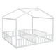 preview thumbnail 9 of 58, Double Twin Size House-Style Floor Bed with Fence and Guardrails without Door
