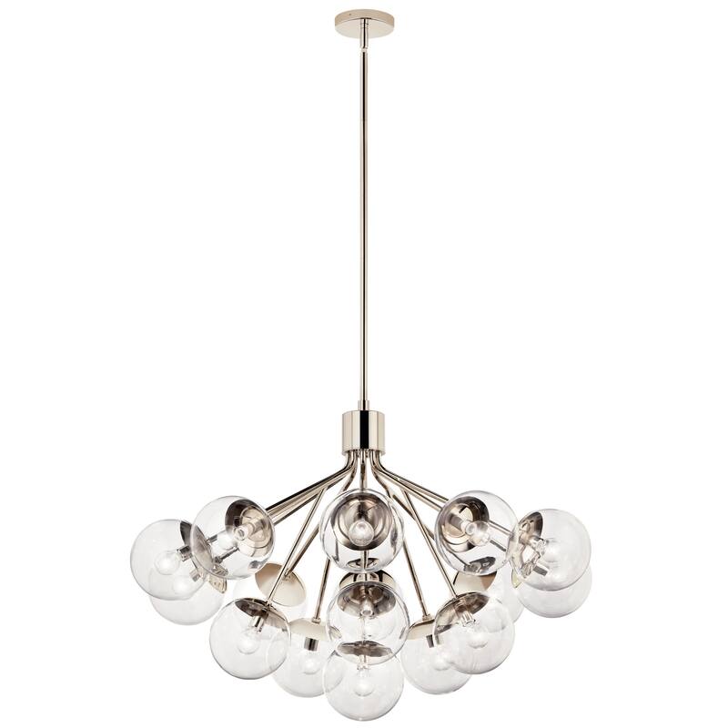Kichler Lighting Silvarious Clear Glass Convertible Chandelier - 38 in - Polished Nickel