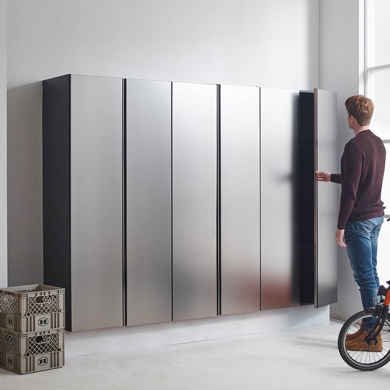 Nova Series Wood Utility Storage Garage Cabinet in Metallic Gray / Nova Series Wall Mounted Wood Utility Storage Garage Cabinet