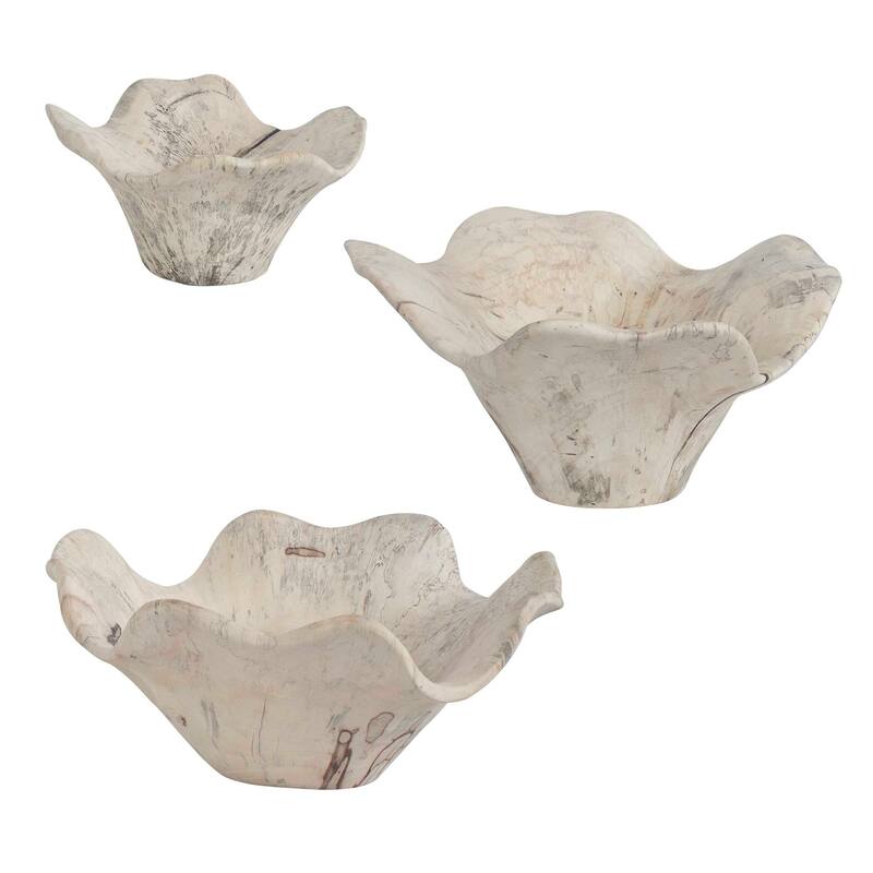 Uttermost Teo Bleached Wood Wall Decor (Set of 3) - 15.75" W x 7.00" H x 15.75" D