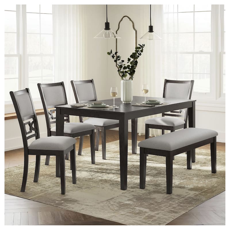 Signature Design by Ashley Langwest Dining Table and 4 Chairs and Bench (Set of 6) - Brown