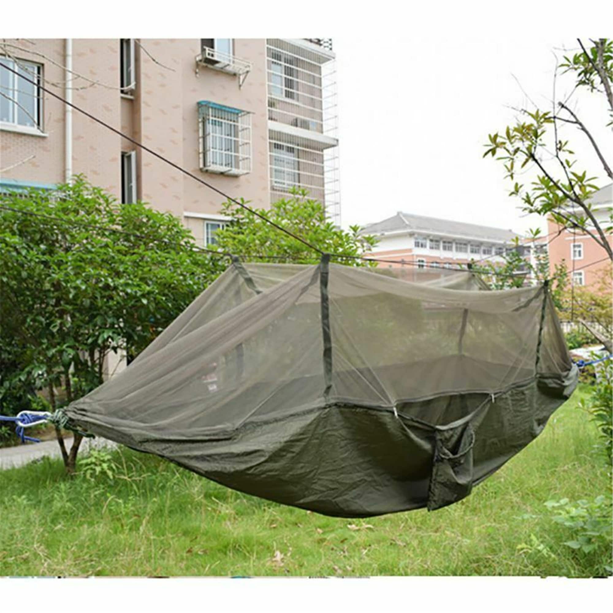 Double Camping Hammock with Mosquito Net Nylon Tent Hanging Bed Outdoor Portable 