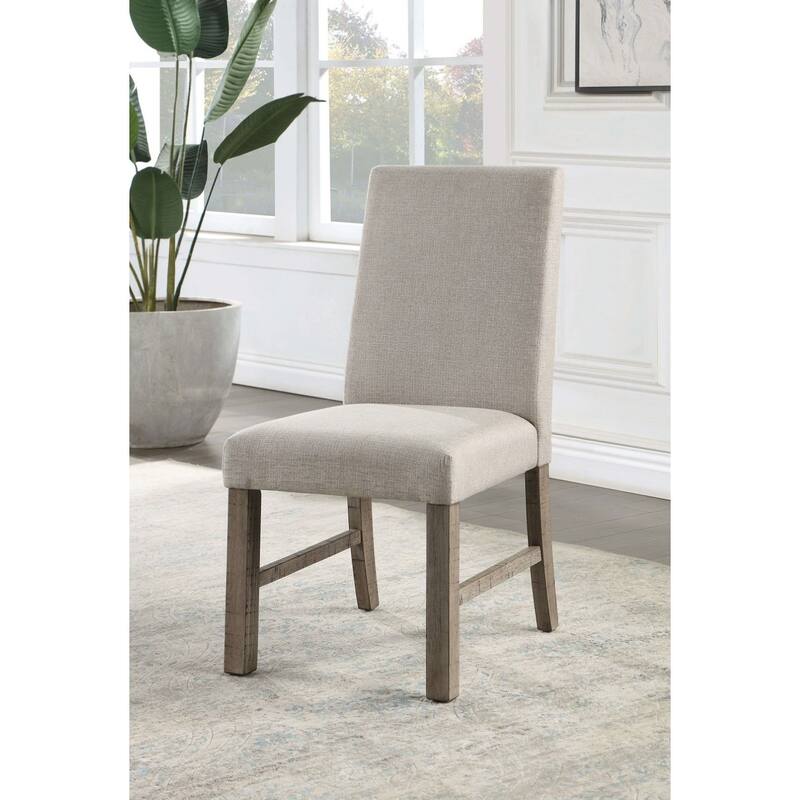Rustic Gray Finish Dining Chairs Set of 2, Wood Accent Kitchen Visitor Chair, Upholstered Seats Chairs Dining Room Furniture - Gray