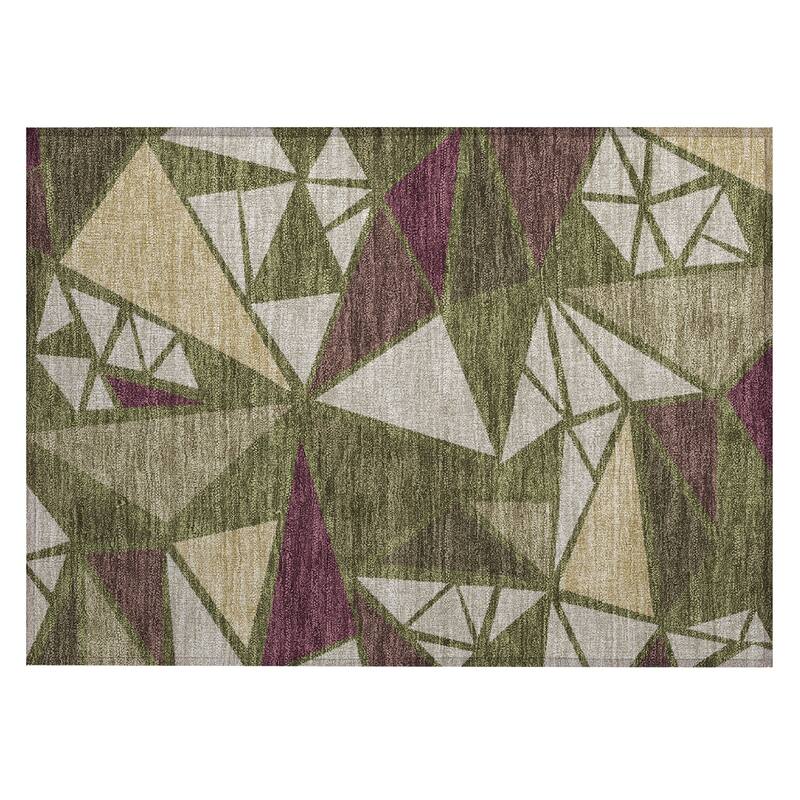 Machine Washable Indoor/ Outdoor Abstract Mosaic Chantille Rug