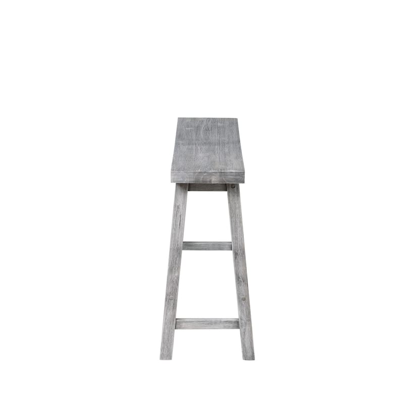 Saddle Design Wooden Bench with Grain Details, Gray