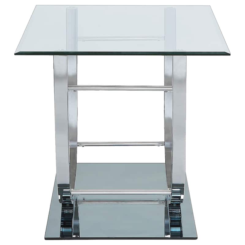 Danville Square U-Shaped Glass Top Side End Table Chrome