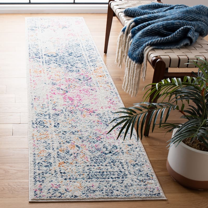 SAFAVIEH Tulum Yolonda Rustic Moroccan Boho Rug - 2' x 5' - Ivory/Dark Blue - Rectangle