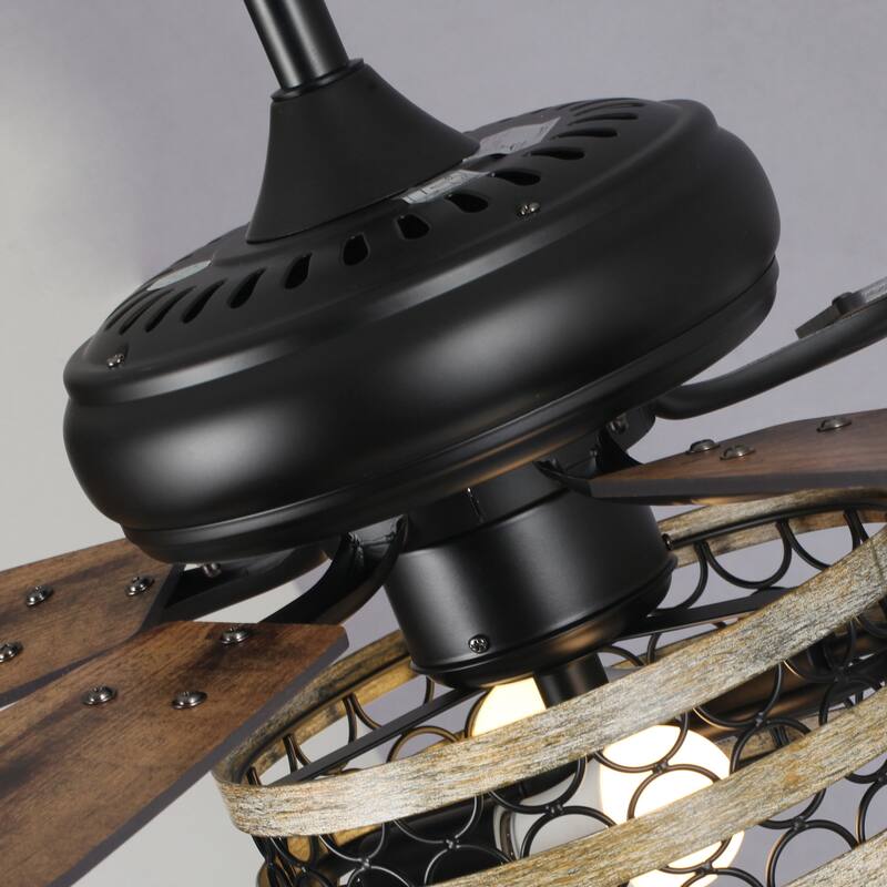 52-inch Metal Matte Black 5-Blade AC Motor Smart Ceiling Fan with Remote