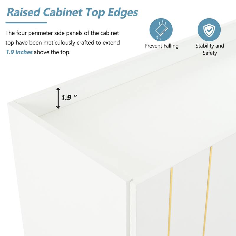 Wood Shoe Cabinet for Entrance, Modern Narrow Cabinet with Gold Metal Legs, Adjustable Shelves, Decorative Hallway Console