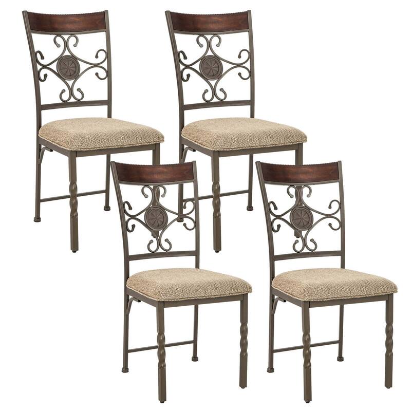 Costway Set of 2/4 Dining Room Chairs Armless Kitchen Chairs Set with - 4 PCS - Set of 4