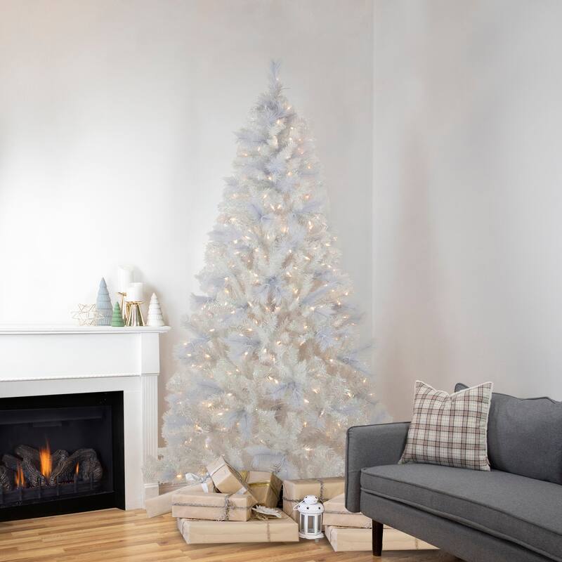 6.5' Pre-Lit Seneca White Spruce Artificial Christmas Tree Dual Function LED Lights