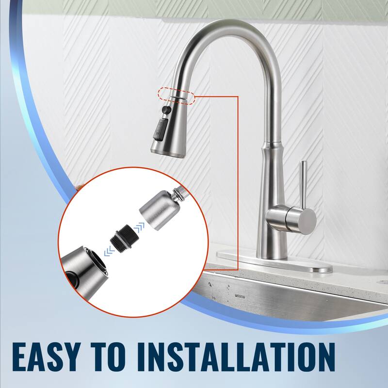 WOWOW Stainless Steel Kitchen Sprayer Head - 3 Modes with 9 Adapters
