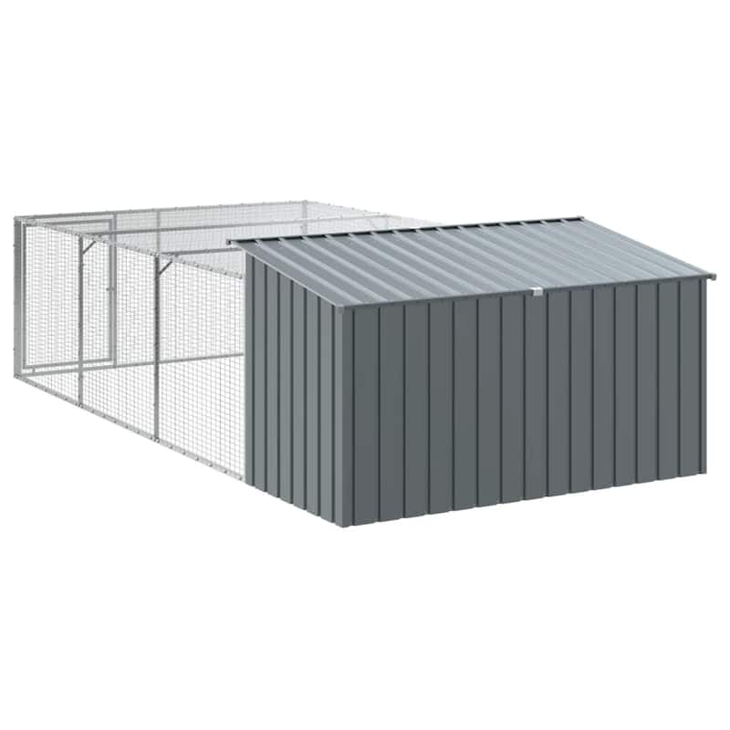 vidaXL Dog House Anthracite Galvanized Steel Large Durable Dog House