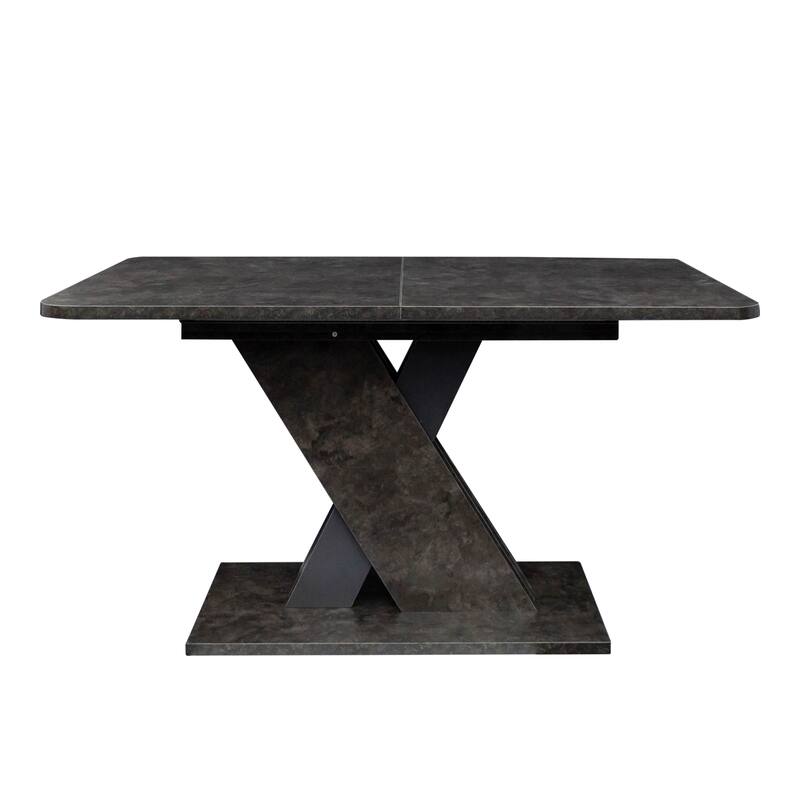 55.12-70.87" Extendable Dining Table Console Table with Staggered X-Shaped Base, Easy to Clean for Dining Room