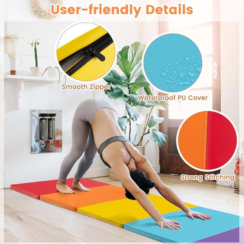 5-Panel Folding Tumbling Mat Gymnastics Mat w/Carrying Handles