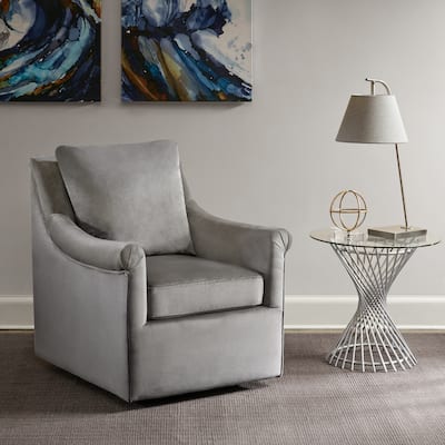 Madison Park Morton Grey Fabric Upholstered 360 degree Swivel Chair