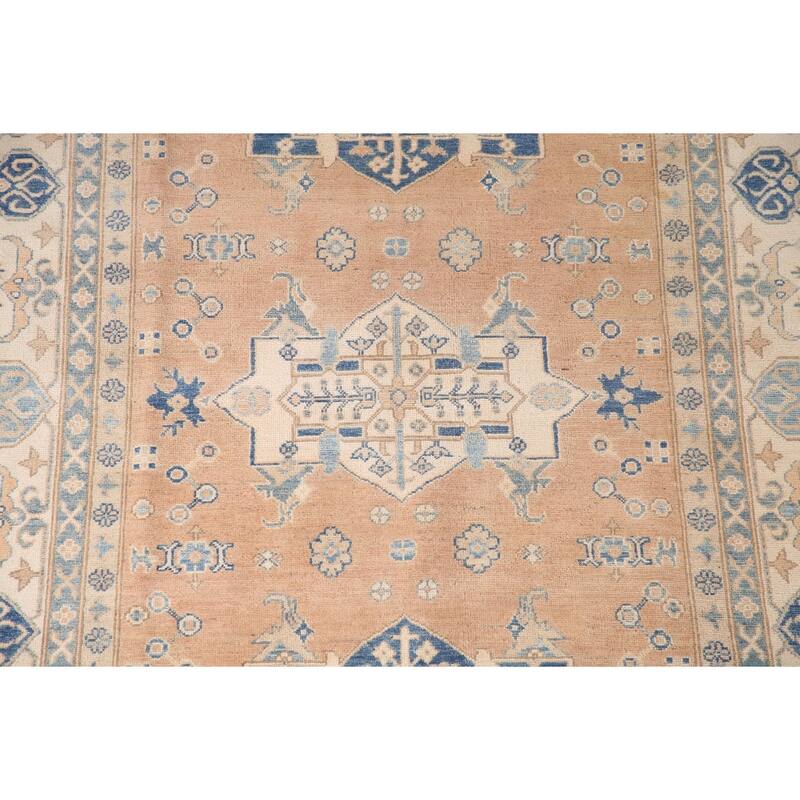 Geometric Kazak Area Rug Hand-Knotted Bedroom Wool Carpet - 5'11" x 8'9"