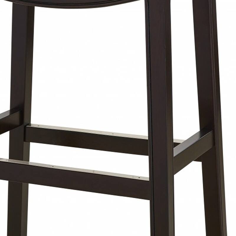 HomeRoots 31" Dark Red and Espresso Solid Wood Backless Bar Chair