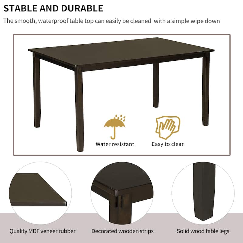 6Piece Kitchen Dining Table Set Wooden Rectangular Dining Table, Bed