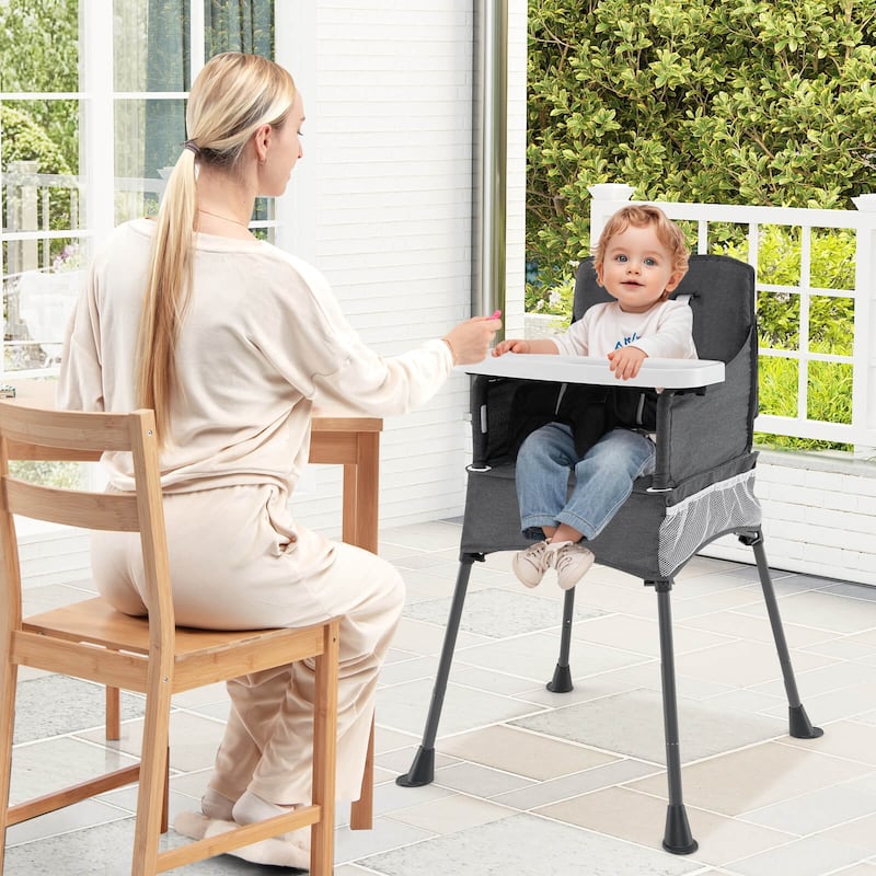 Costway Folding Baby High Chair with 2-position Tray Adjustable Safety - See Details