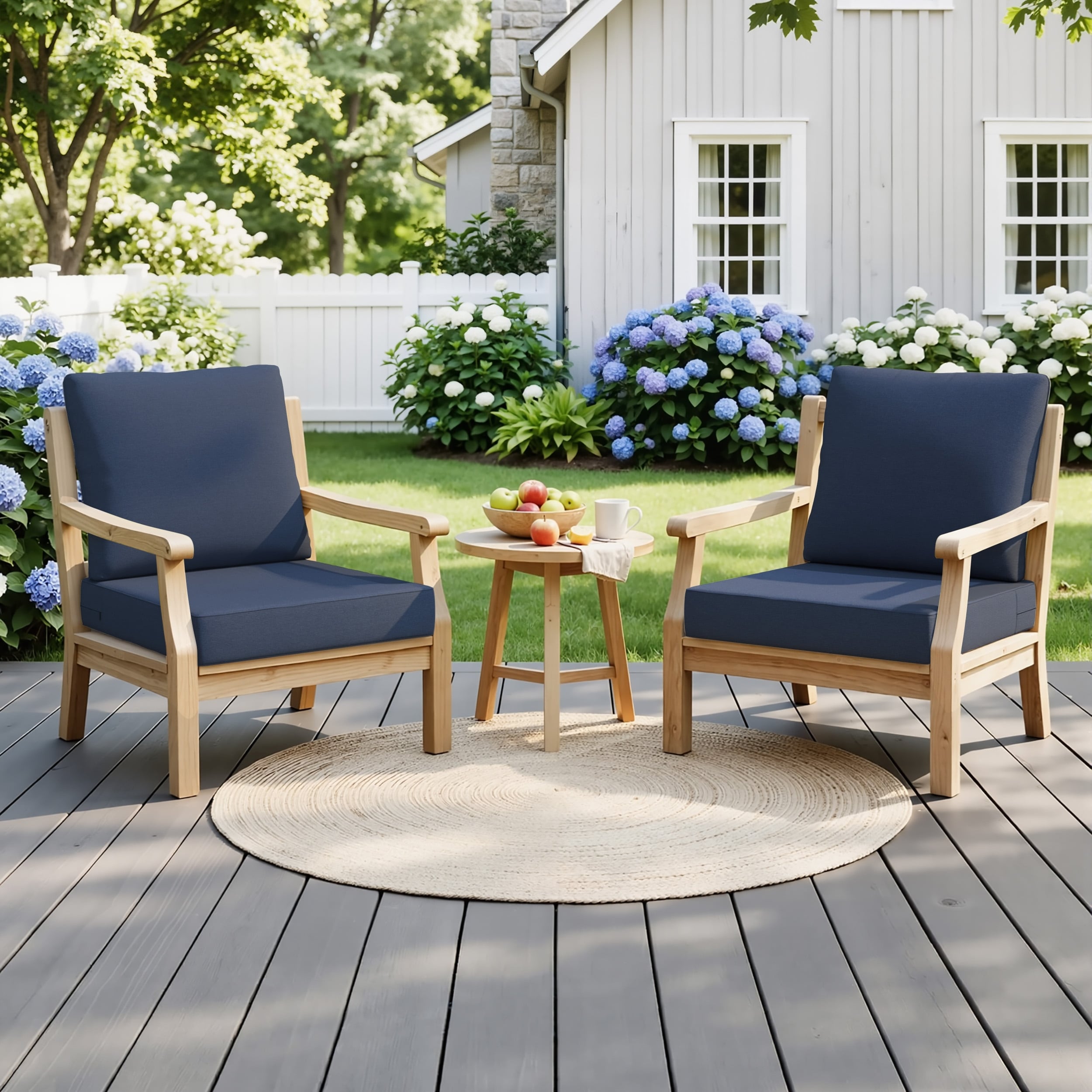 24.4 in W * 27.6 in D Outdoor Patio Deep Seat Chair Cushion Set