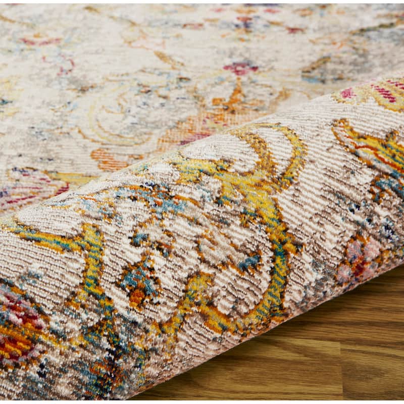 Sevita Lotus Floral Garden Gray Multicolor Oriental Rug