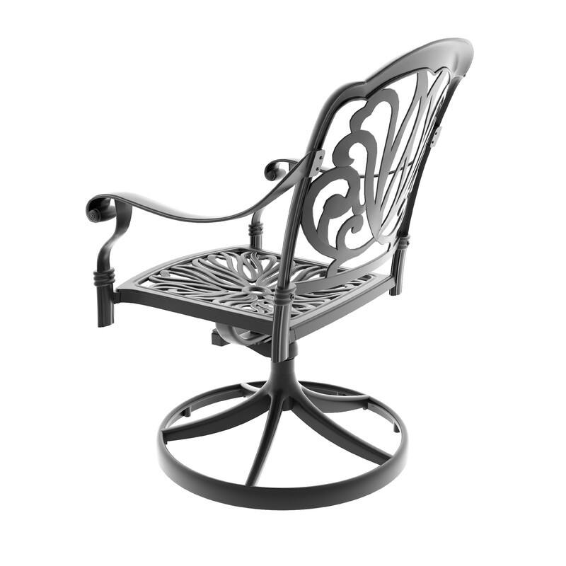 Black Swivel Aluminum Patio Outdoor Dining Chair (4-Pack)