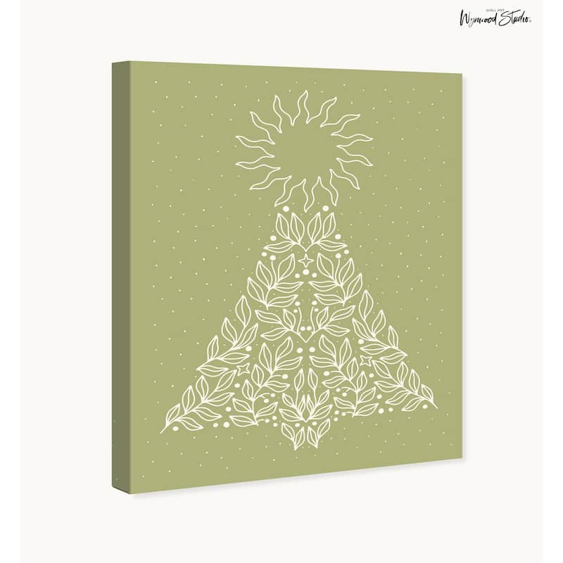 Wynwood Studio Canvas Holiday and Seasonal Pine on Warm Sage Green Green Modern & Contemporary Wall Art Canvas Print
