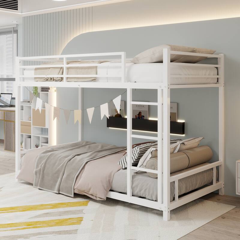 Metal Twin over Twin Bunk Bed/ Heavy-duty Sturdy Metal/ Noise Reduced/ Safety Guardrail/No Box Spring Needed