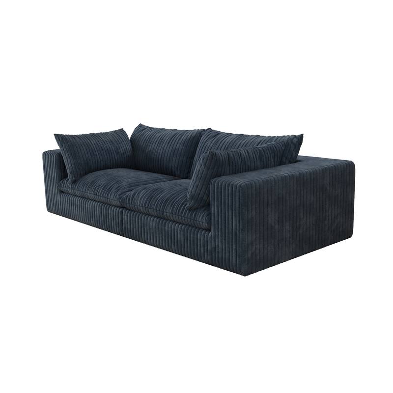 Corduroy Fabric Loveseat with 2 Pillows, Modular Couch with Deep Seat Memory Foam, Comfy Small Cloud Couch for Small Spaces