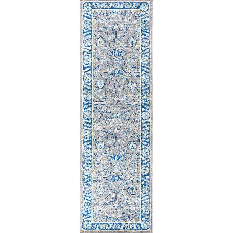 JONATHAN Y Traditional Persian Boho Floral Area Rug - 2 X 8 - Gray/Navy