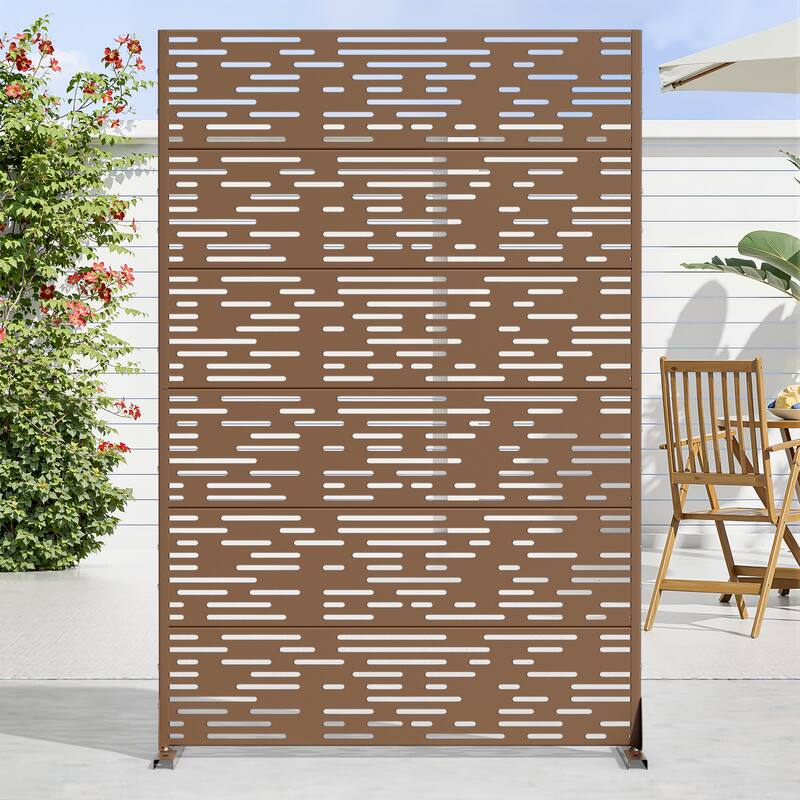 72" H×47"W Dovelina Black Outdoor Freestanding Metal Privacy Screen Decorative Garden Fence
