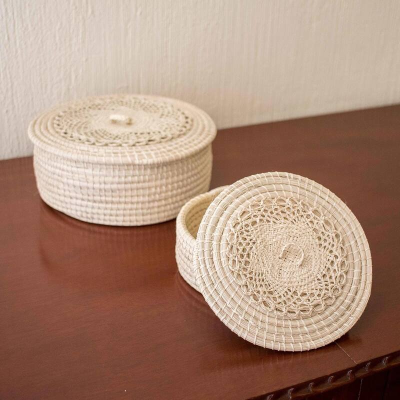 Novica Handmade Natural Life Natural Fiber Lidded Baskets (Pair)