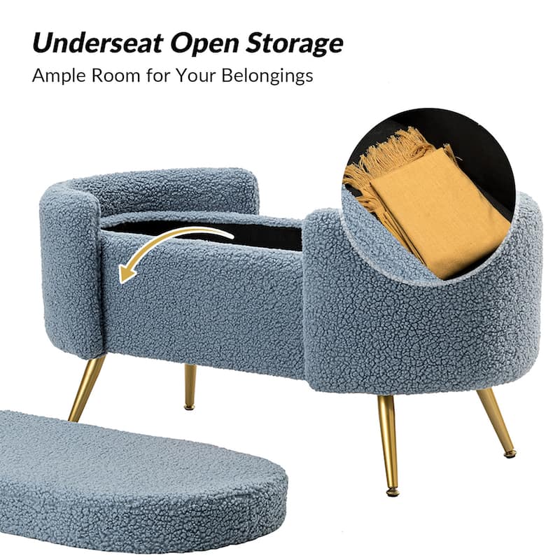 Clara 39.4" Wide Storage Bench with Metal Legs