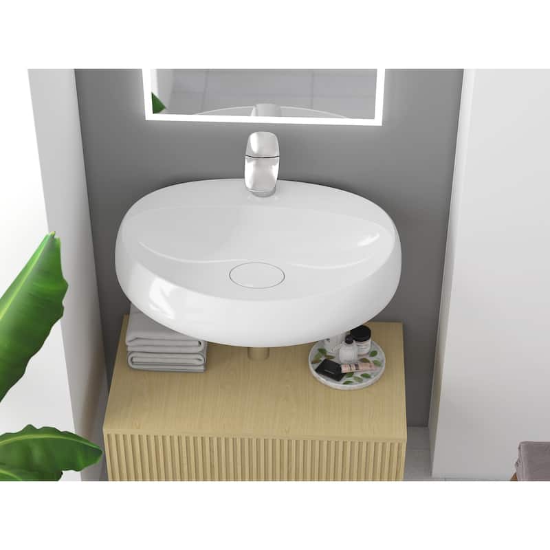 Rosaria 24" Glossy White Porcelain Wall Mounted Bathroom Sink