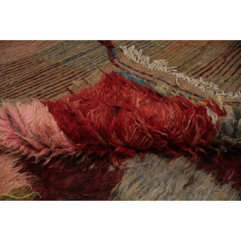 Hand Knotted Oriental 100% Wool Carpet Modern All-Over Multi-Colored Moroccan Area Rug - 9' 9'' X 8' 0''