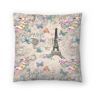 Vintage Typography Paris And Eiffeltower In Pink High - Decorative Throw Pillow