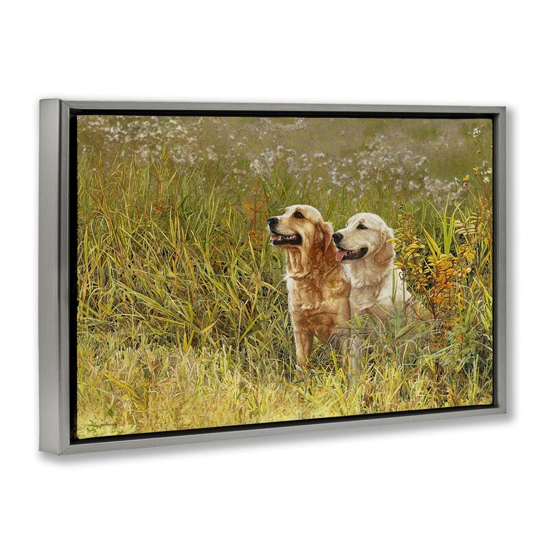 Stupell Happy Dogs Field Day Framed Floater Canvas Wall Art Design By Sueellen Ross
