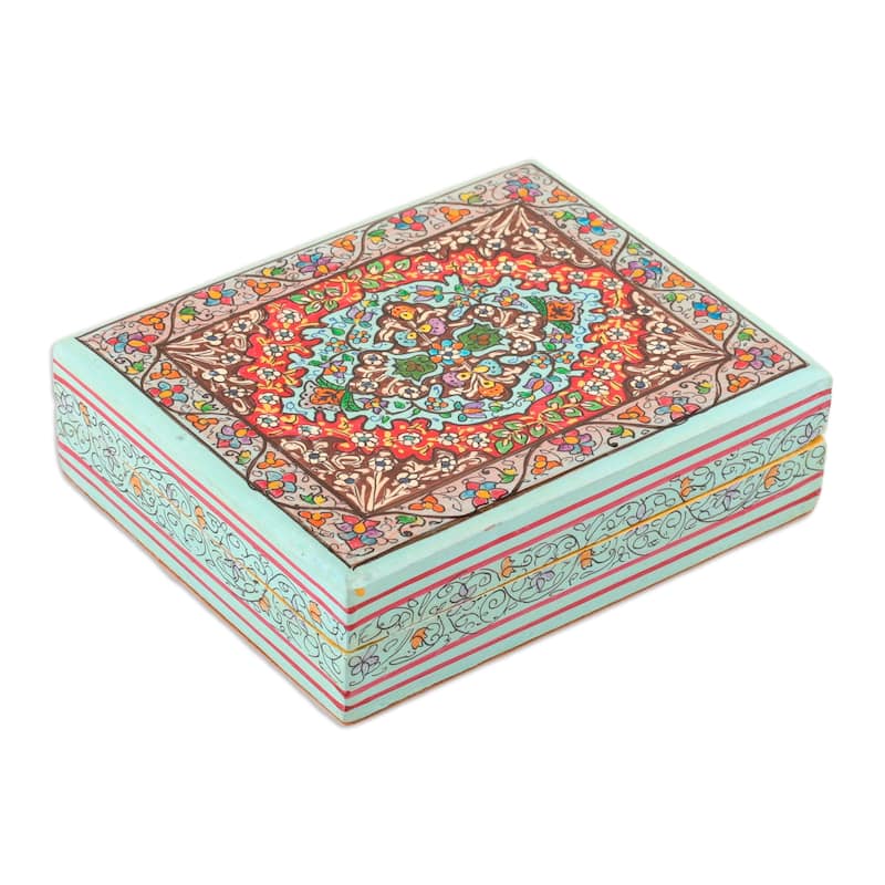 Novica Handmade Persian Flower Paradise Papier Mache Decorative Box