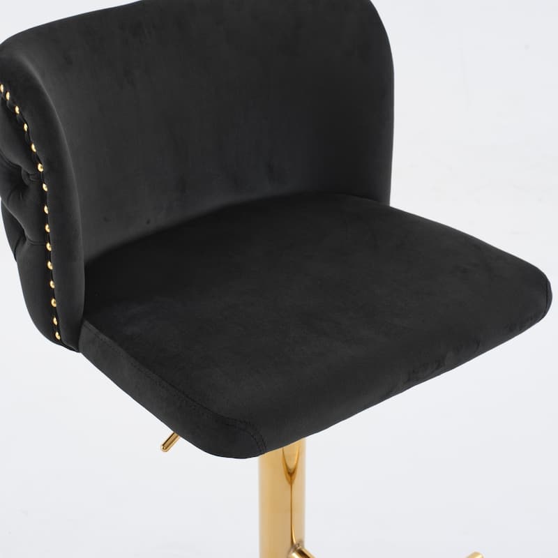 Swivel Barstools Adjusatble Seat Height, Classic Velvet Upholstered Bar Stools ,Set of 2